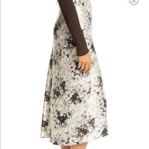 Painted Crema Silk MIDI Skirt